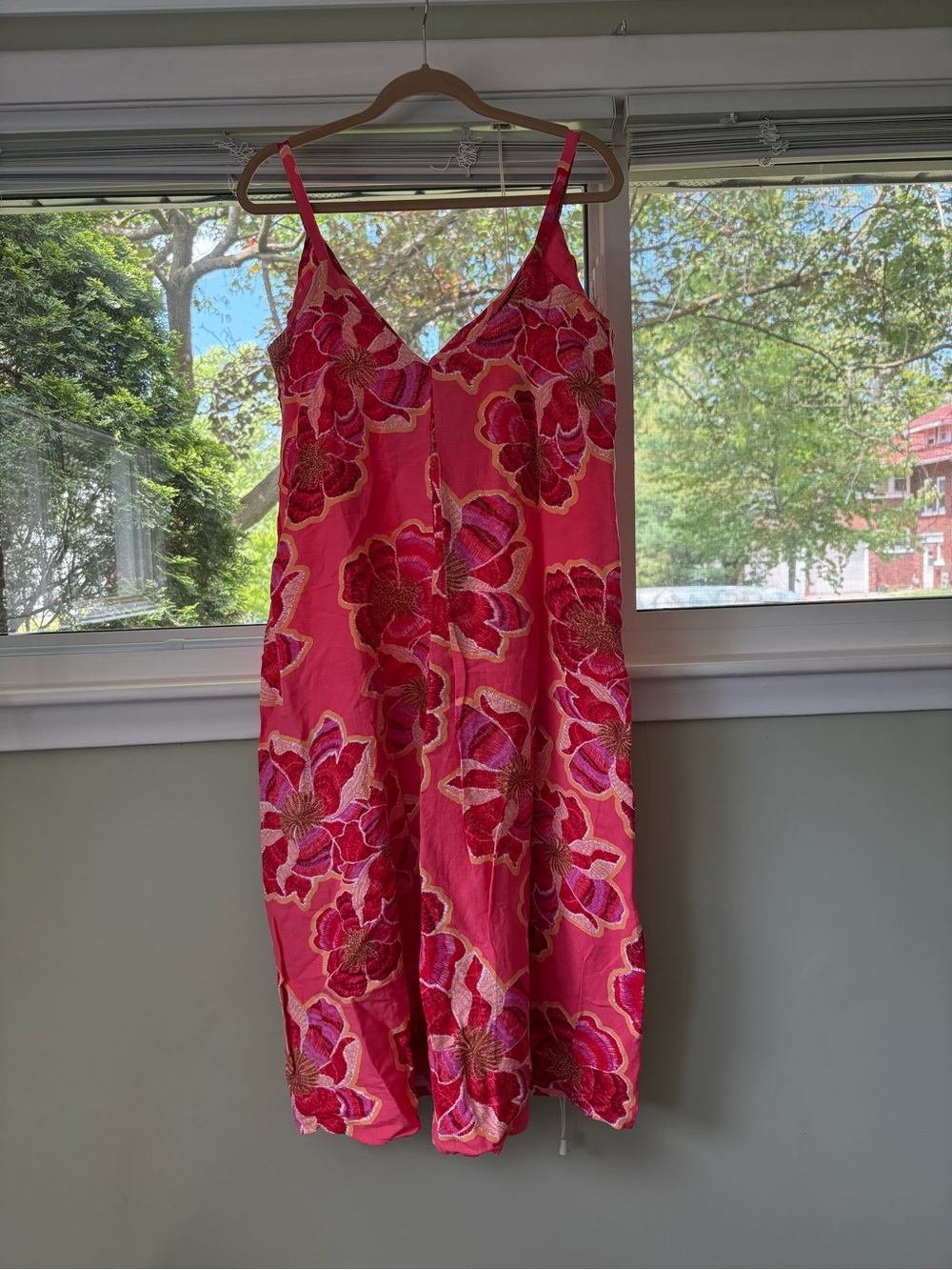 LOFT Pink Floral Embroidered Slip Dress